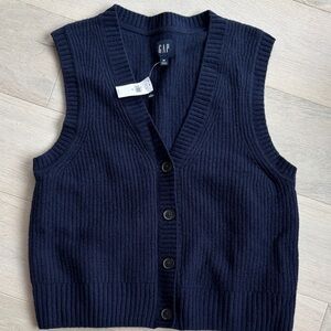 GAP Dark Blue Ribbed Button Vest